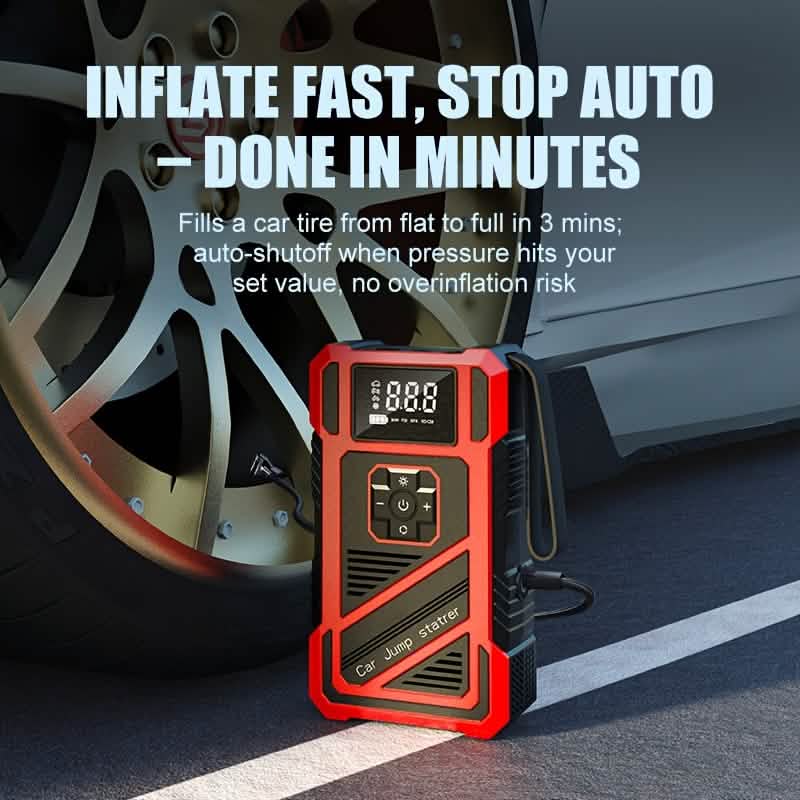 2-in-1 Car Jump Starter & Tire Inflator – 3000A 150PSI Portable Compressor