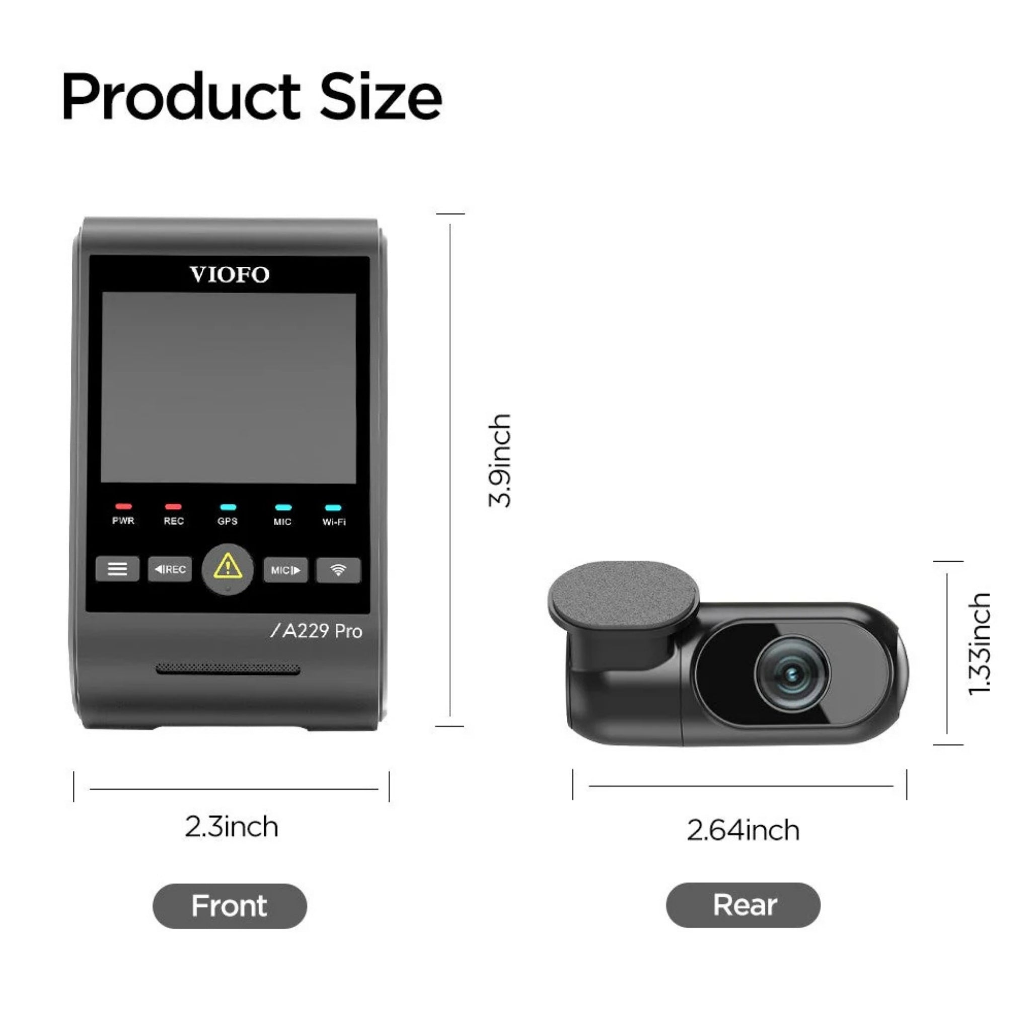 VIOFO A229 Pro 4K Dual Dash Cam – Front & Rear with Sony STARVIS 2, HDR & Voice Control