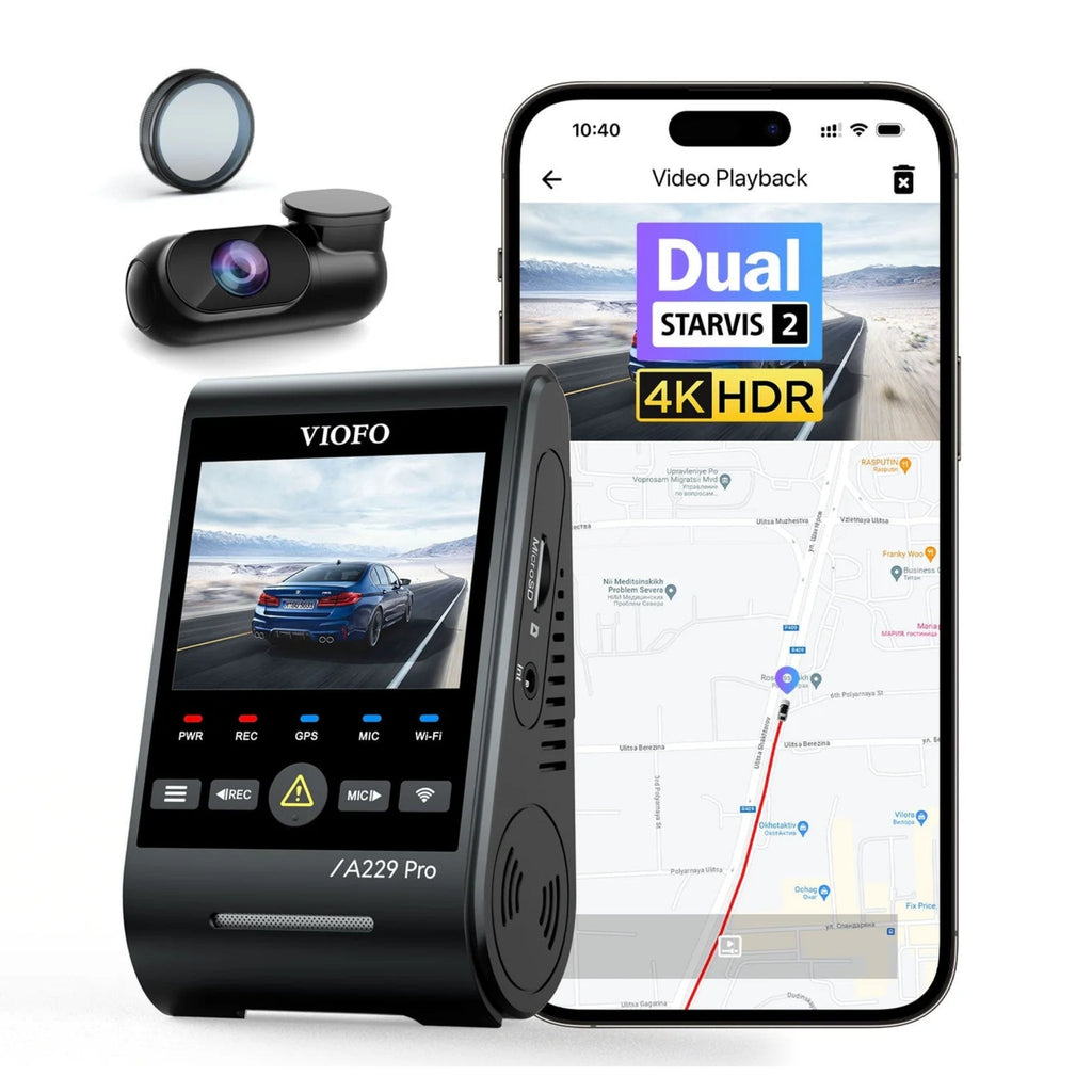 VIOFO A229 Pro 4K Dual Dash Cam – Front & Rear with Sony STARVIS 2, HDR & Voice Control