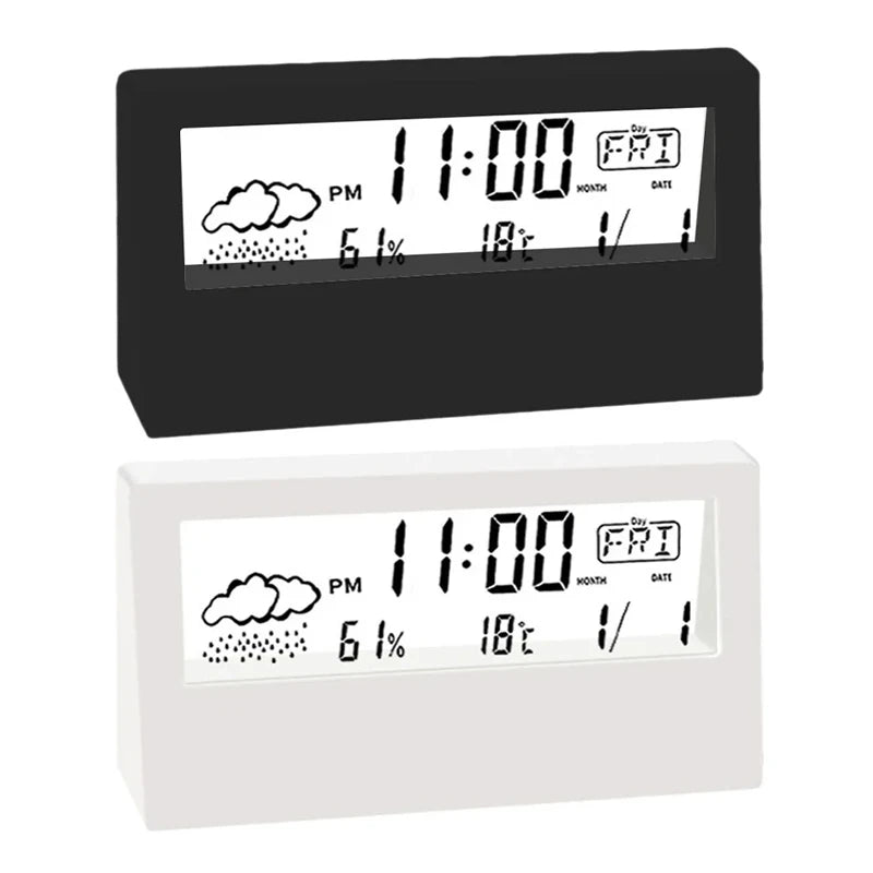 LED Digital Thermometer & Hygrometer – Indoor Clock with Temperature, Humidity & Alarm