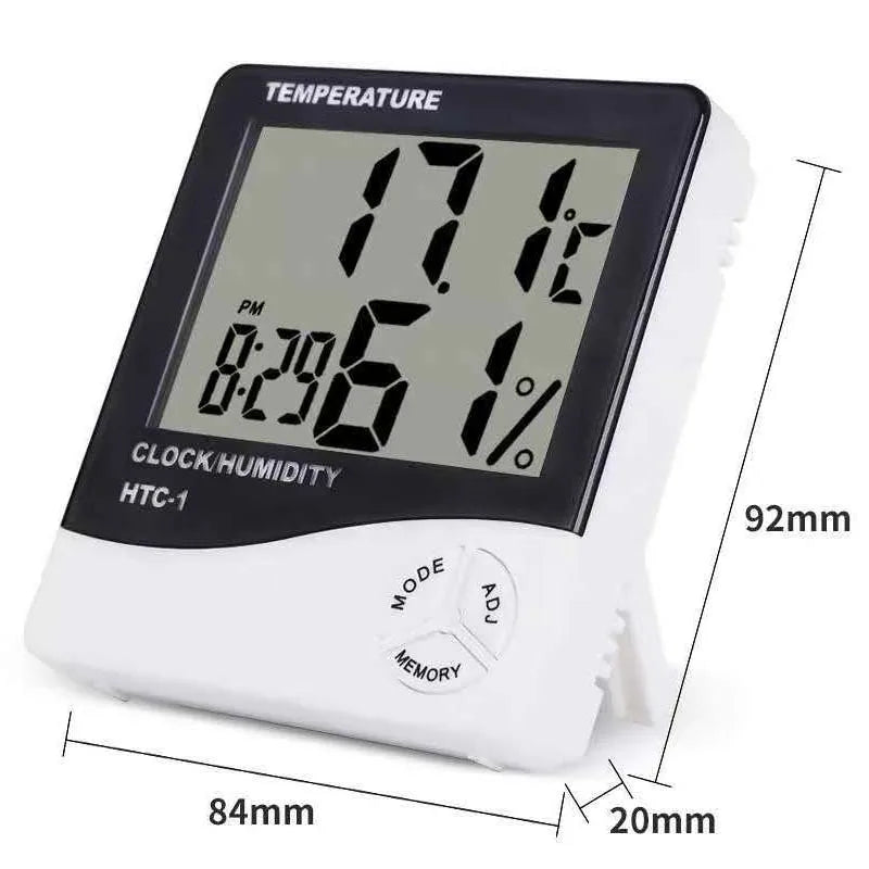 LED Digital Thermometer & Hygrometer – Indoor Clock with Temperature, Humidity & Alarm