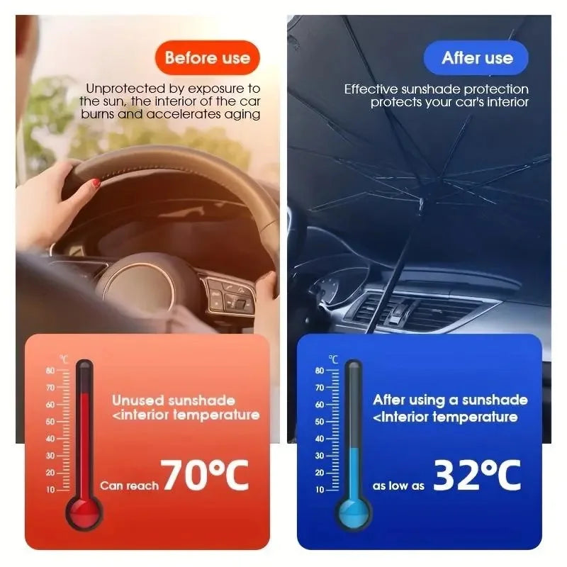 Foldable Car Windshield Sun Shade — UV Protection, Universal Fit