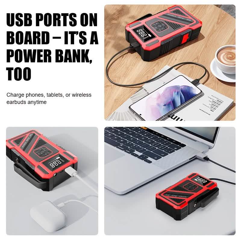 2-in-1 Car Jump Starter & Tire Inflator – 3000A 150PSI Portable Compressor