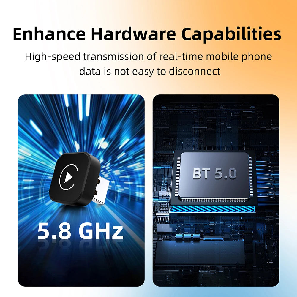 2-in-1 Wireless CarPlay & Android Auto Adapter – Plug & Play Dongle for Wired CarPlay Cars