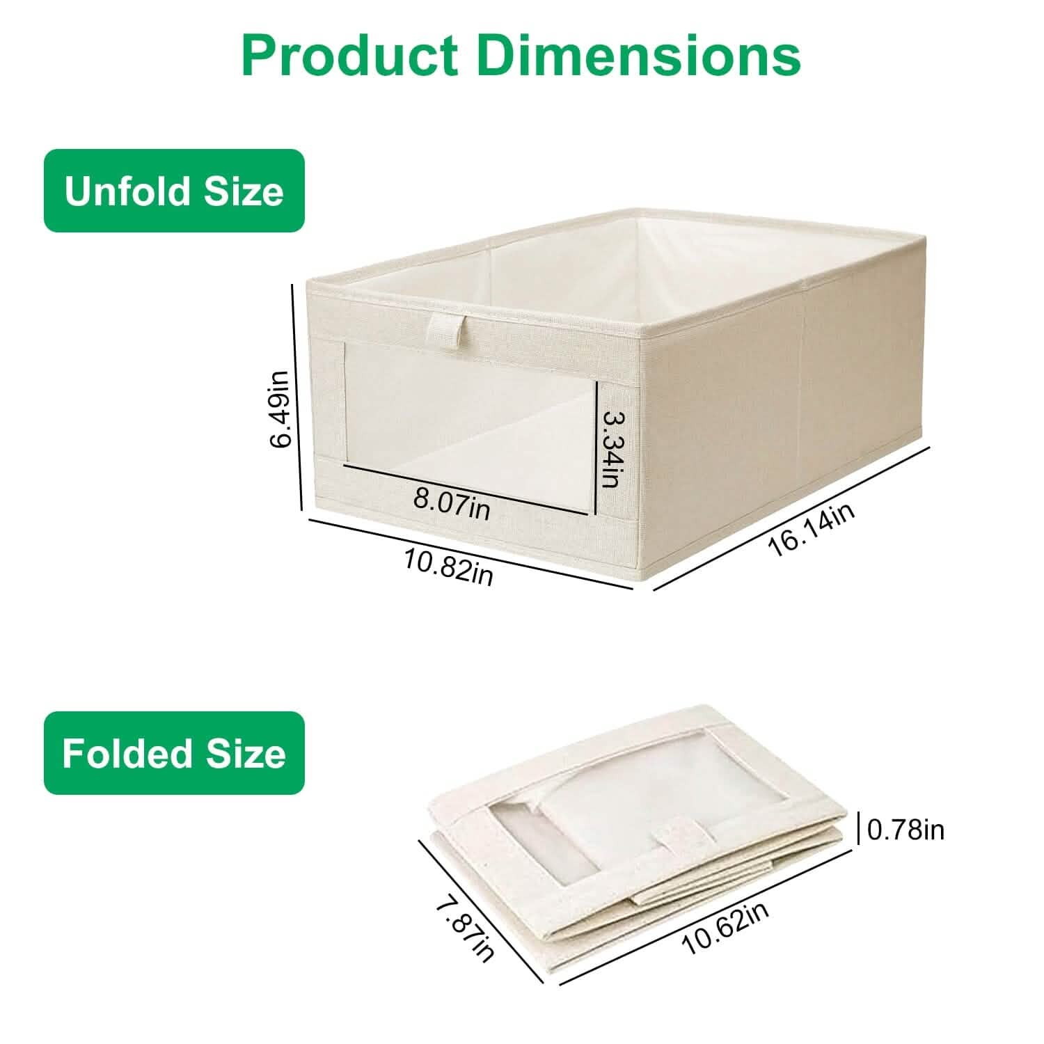 4-Piece Foldable Linen Storage Bins with Clear Window – Closet & Home Organizer