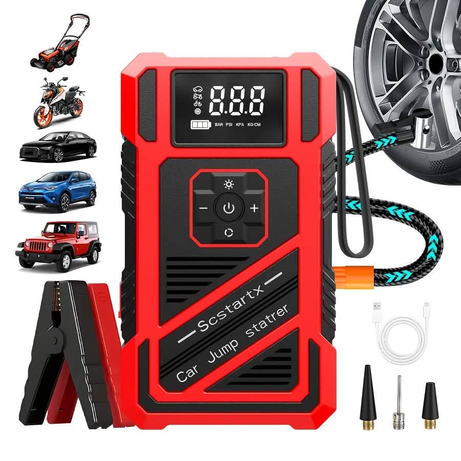 2-in-1 Car Jump Starter & Tire Inflator – 3000A 150PSI Portable Compressor