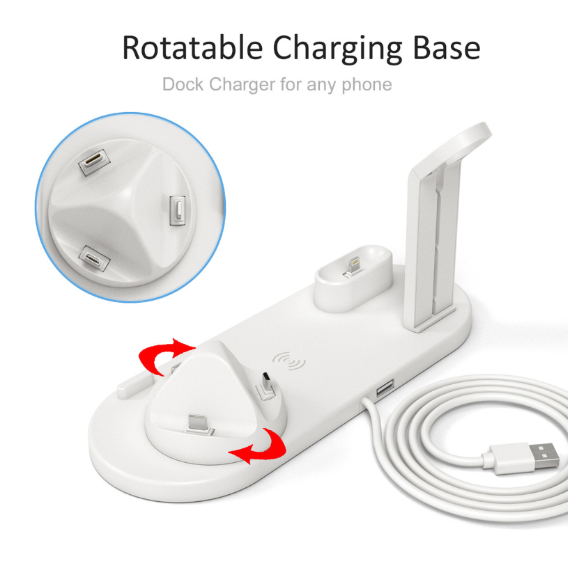 3-in-1 Wireless Charging Station with 360° Rotating Cradle