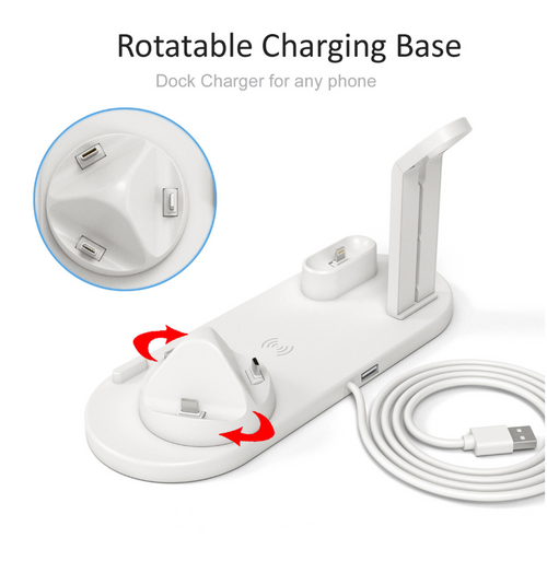 3-in-1 Wireless Charging Station with 360° Rotating Cradle