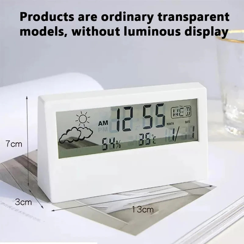 LED Digital Thermometer & Hygrometer – Indoor Clock with Temperature, Humidity & Alarm