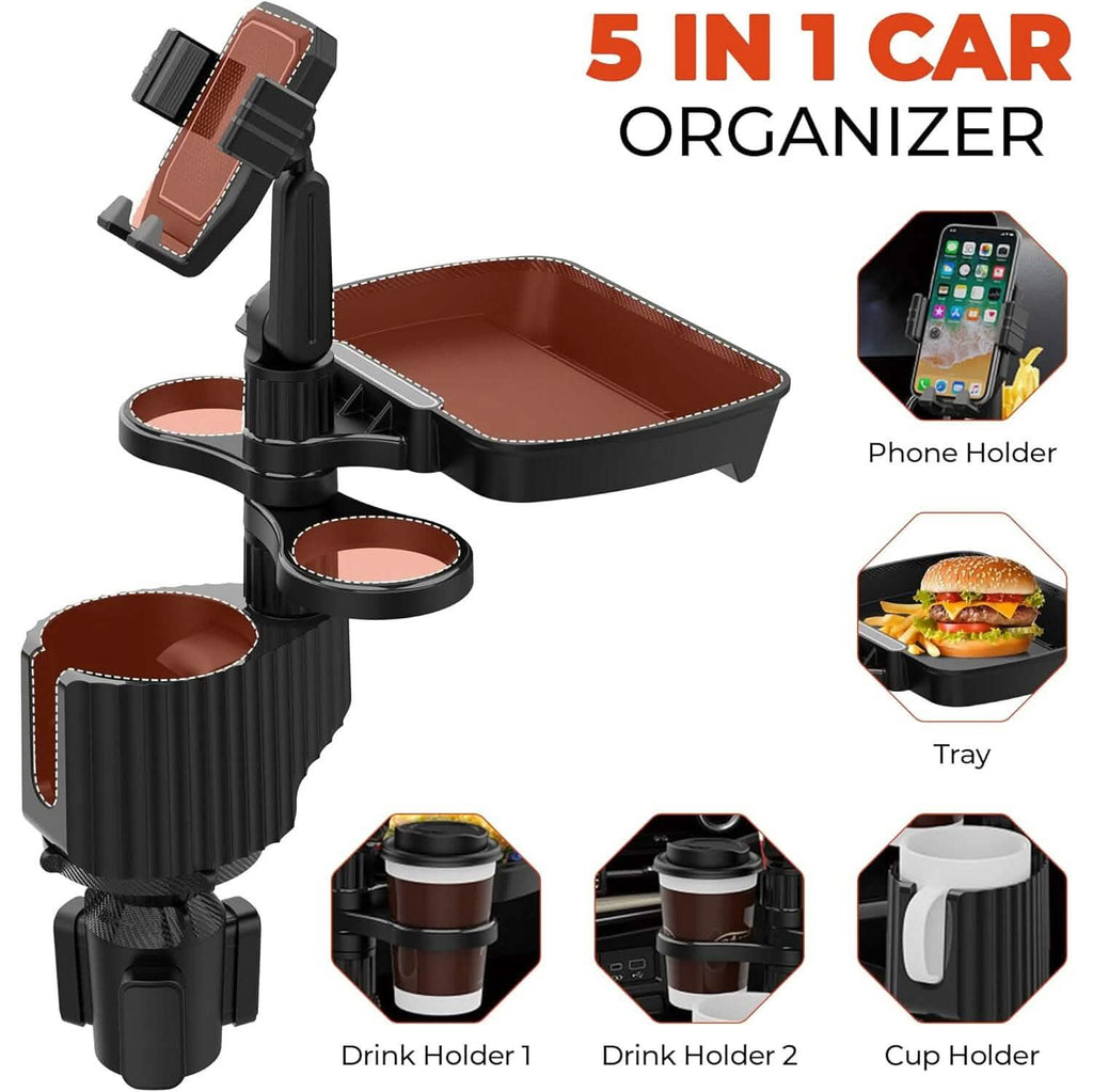 5-in-1 Car Organizer & Cup Holder – Console Tray for SUVs, Trucks & Large Vehicles