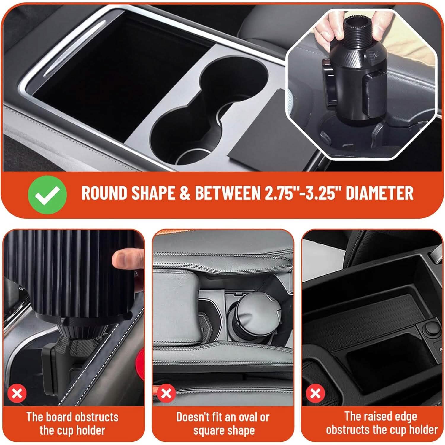 5-in-1 Car Organizer & Cup Holder – Console Tray for SUVs, Trucks & Large Vehicles