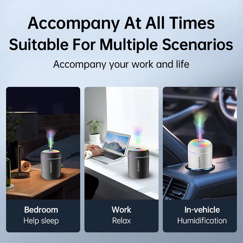 Mini Air Humidifier & Aroma Diffuser — USB, 180ml, Car & Home
