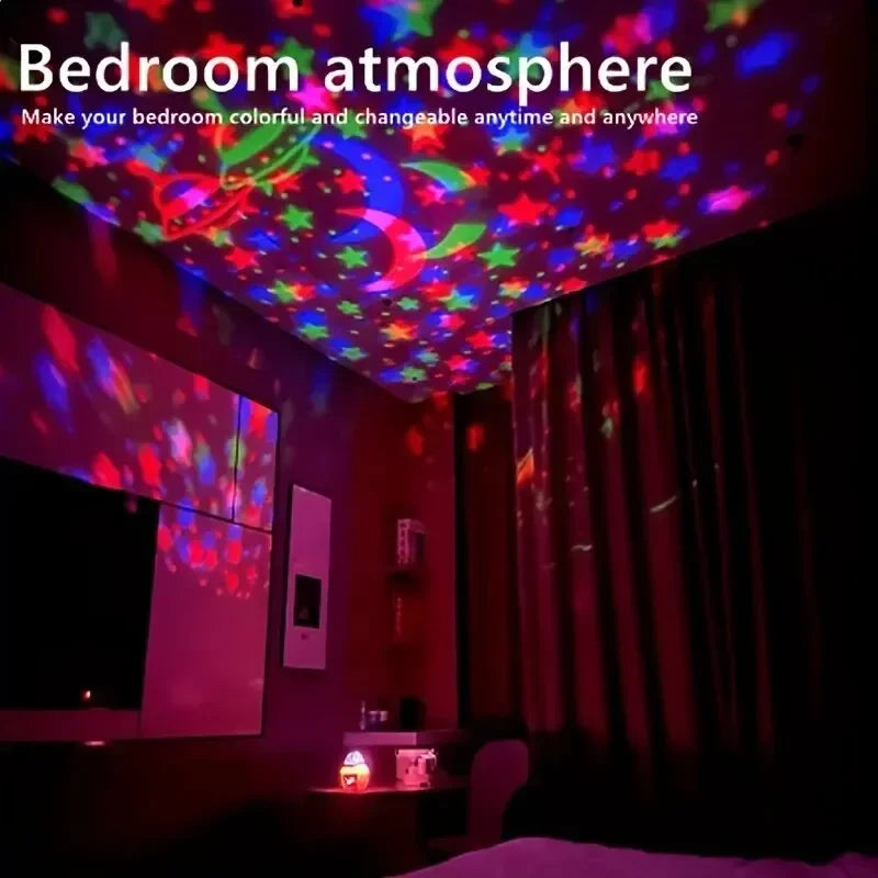 Starry Sky Night Light Projector – LED Galaxy Lamp with Moon & Star Effects