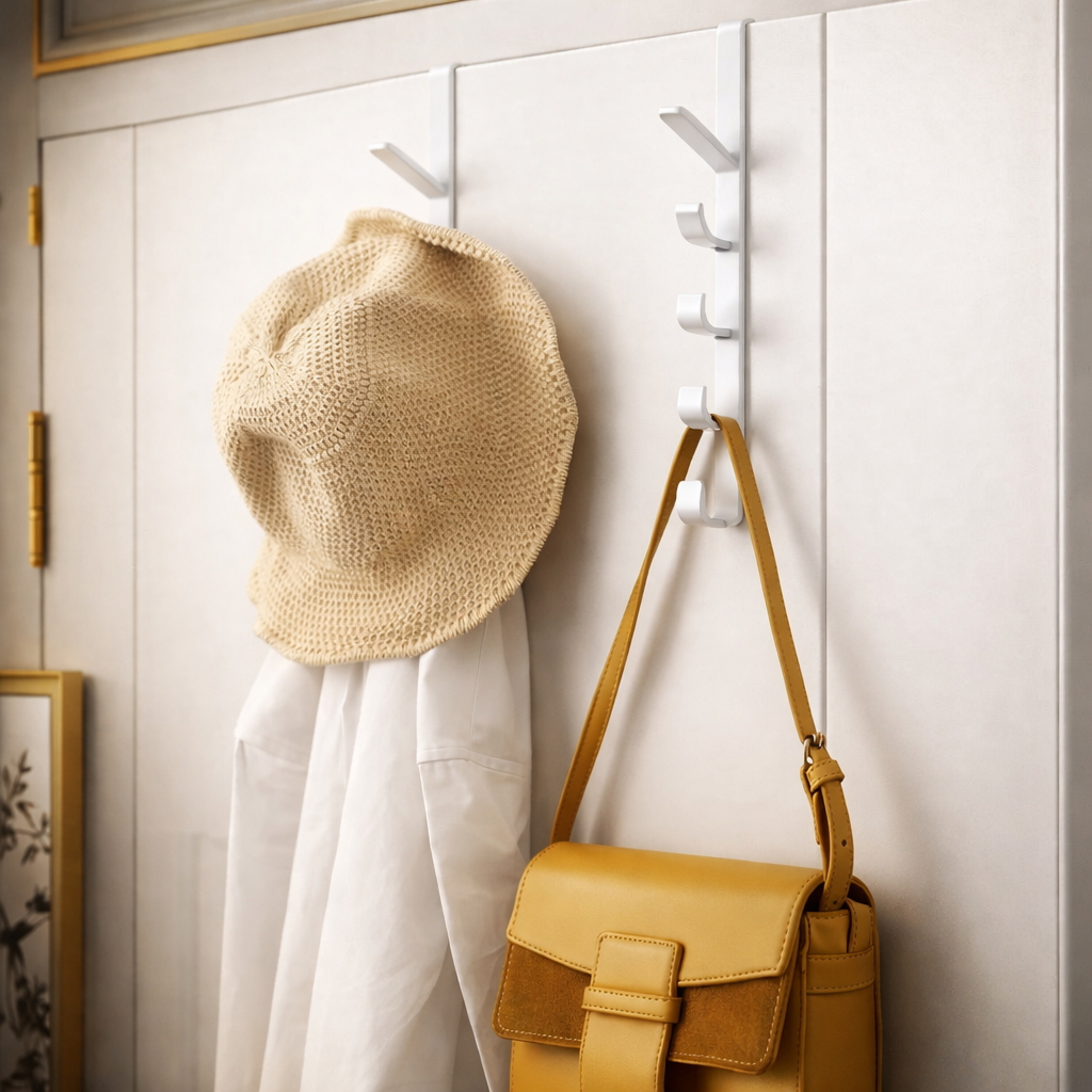 Over-the-Door Bedroom Hook Rack – Organizer for Bags, Hats & Jackets