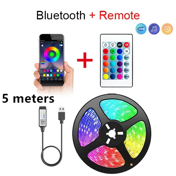 Bluetooth LED Strip Lights – App & Remote Control, SMD 5050, TV Backlight & Room Decor (1M–5M)