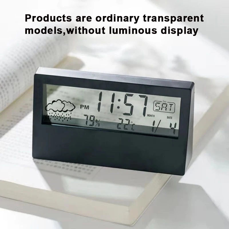 LED Digital Thermometer & Hygrometer – Indoor Clock with Temperature, Humidity & Alarm