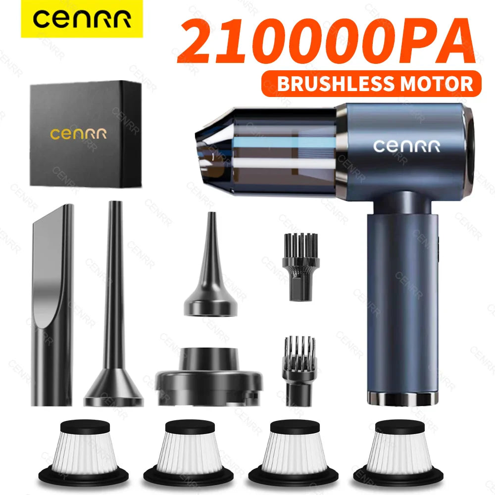 CENRR Wireless Car Vacuum Cleaner – 210,000PA Cordless High-Suction Auto Vac