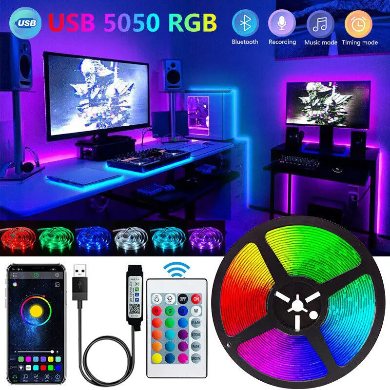 Bluetooth LED Strip Lights – App & Remote Control, SMD 5050, TV Backlight & Room Decor (1M–5M)