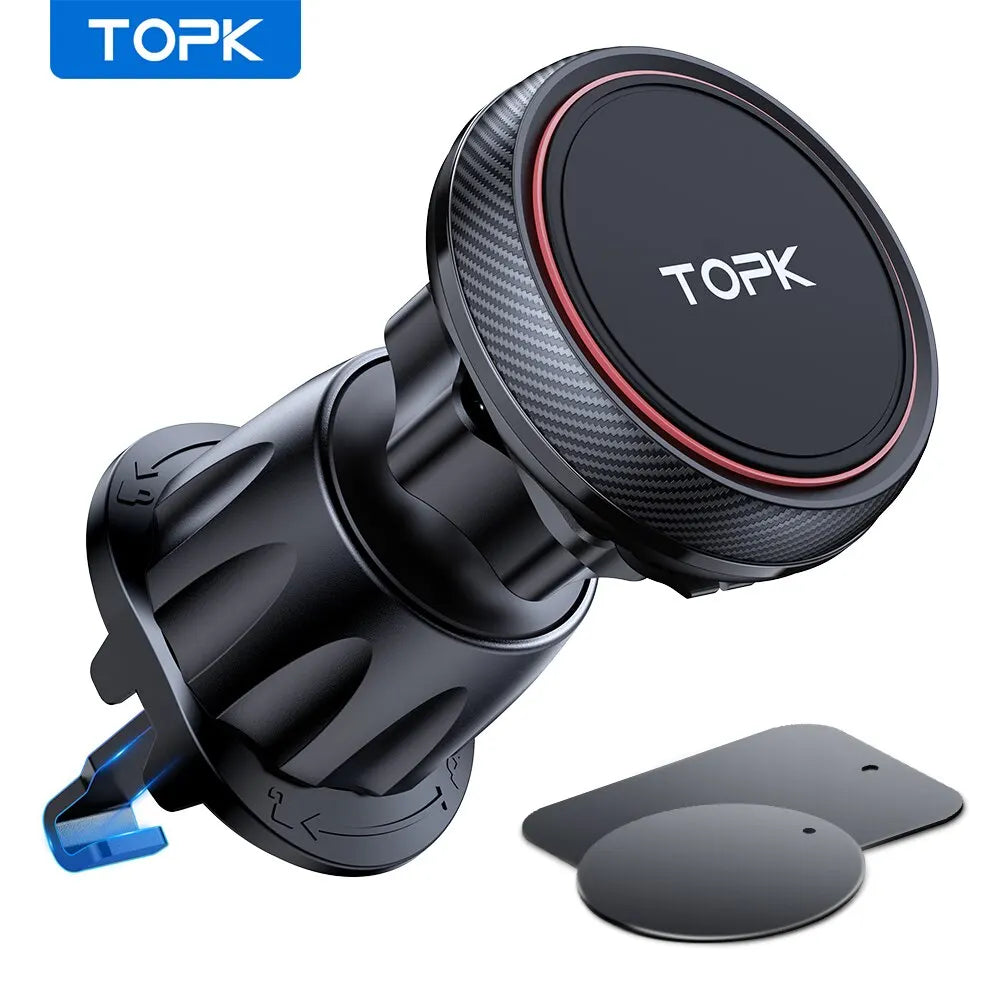Magnetic Car Phone Mount – Air Vent Holder with 6 N52 Magnets, 360° Rotation, Universal Fit