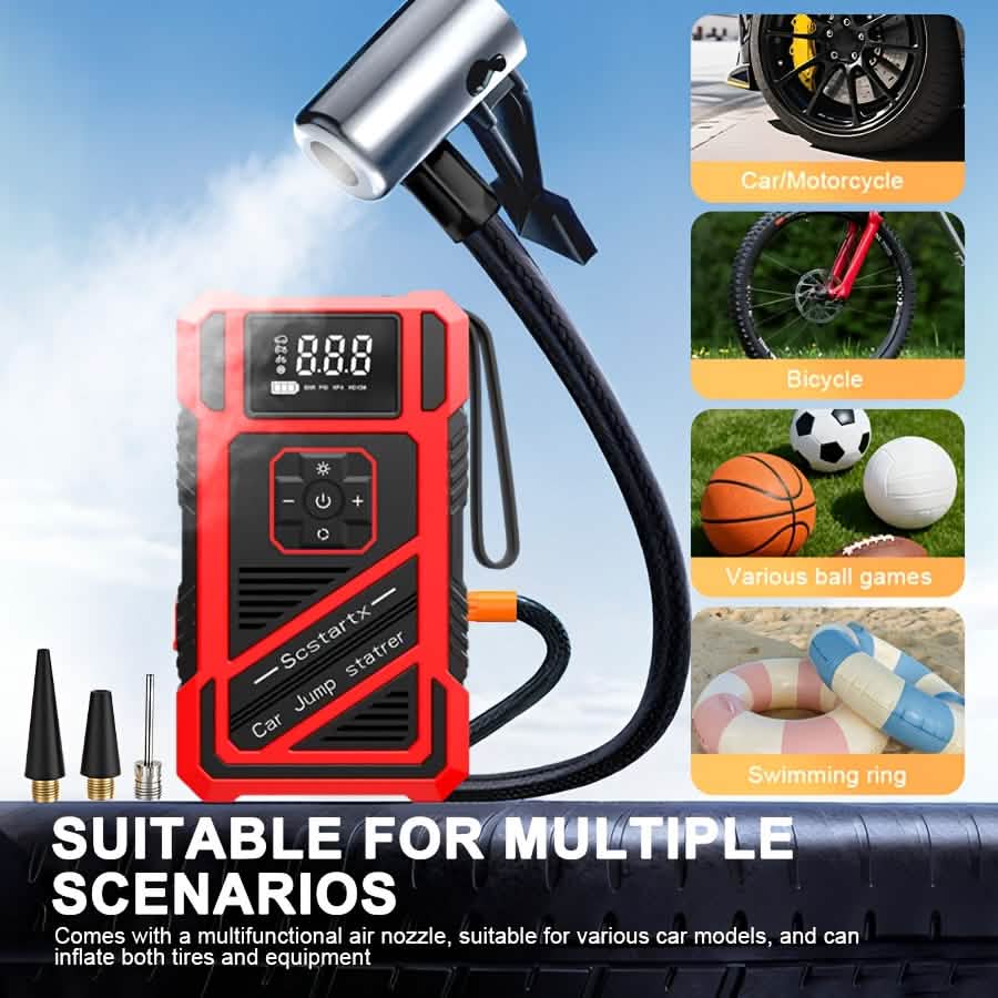 2-in-1 Car Jump Starter & Tire Inflator – 3000A 150PSI Portable Compressor