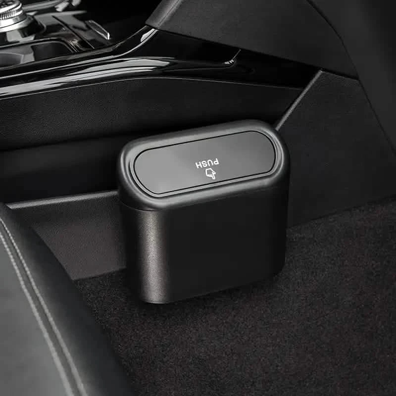 Car Trash Can with Lid – Hanging Vehicle Garbage Organizer (Black, White & Pink)