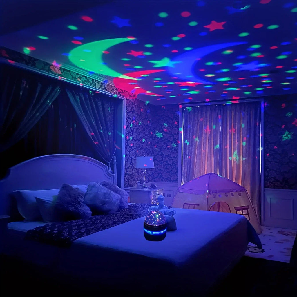 Starry Sky Night Light Projector – LED Galaxy Lamp with Moon & Star Effects