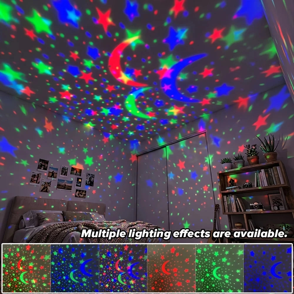 Starry Sky Night Light Projector – LED Galaxy Lamp with Moon & Star Effects