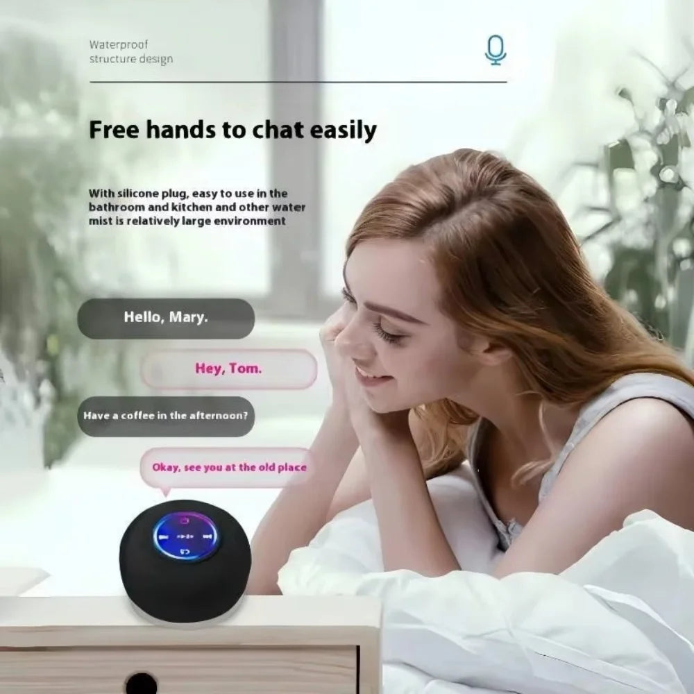 Waterproof Bluetooth Shower Speaker with Suction Cup — LED, Portable, Wireless