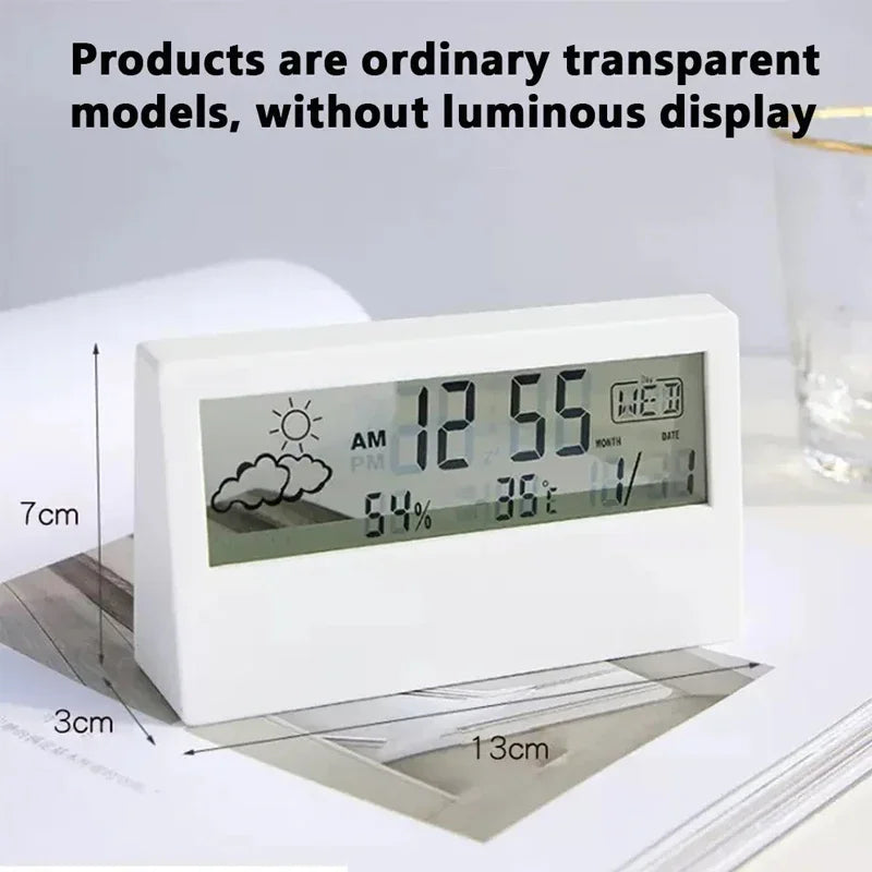 LED Digital Thermometer & Hygrometer – Indoor Clock with Temperature, Humidity & Alarm