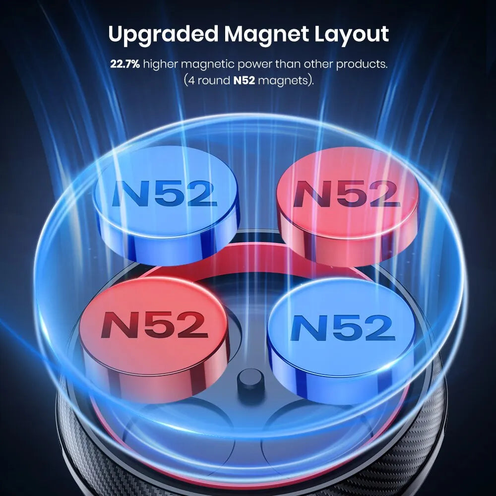 Magnetic Car Phone Mount – Air Vent Holder with 6 N52 Magnets, 360° Rotation, Universal Fit