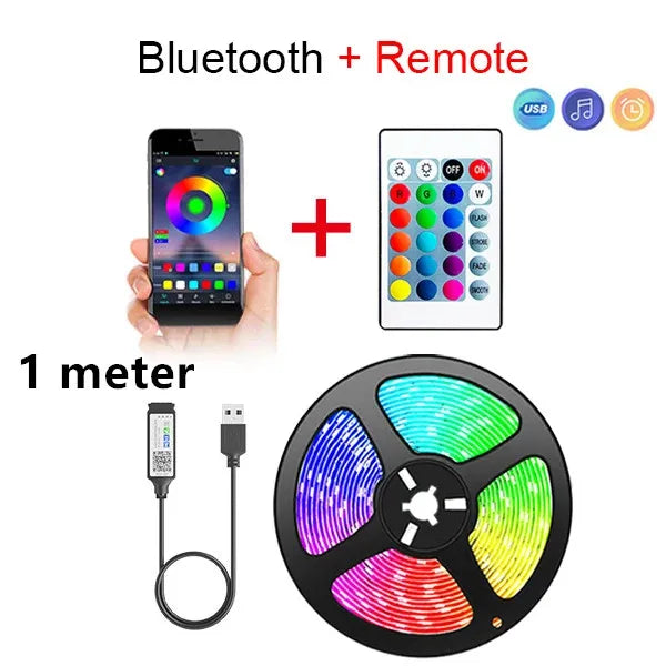 Bluetooth LED Strip Lights – App & Remote Control, SMD 5050, TV Backlight & Room Decor (1M–5M)