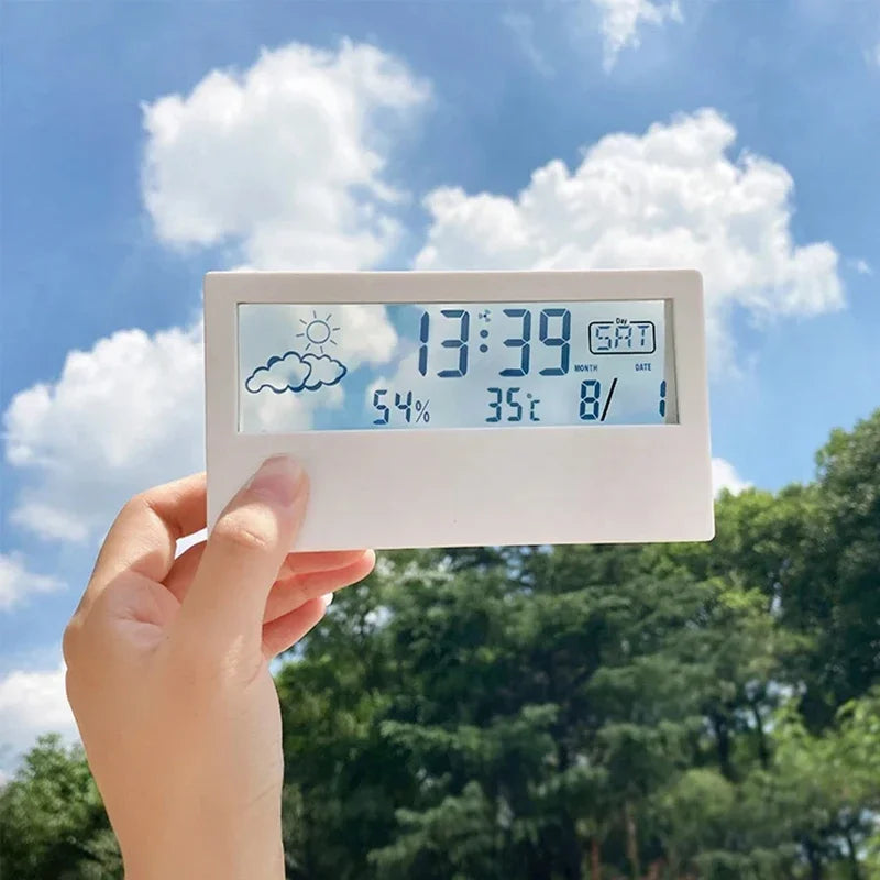LED Digital Thermometer & Hygrometer – Indoor Clock with Temperature, Humidity & Alarm