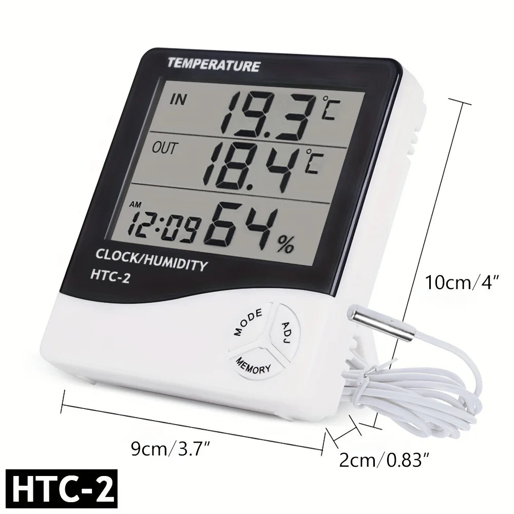 LED Digital Thermometer & Hygrometer – Indoor Clock with Temperature, Humidity & Alarm